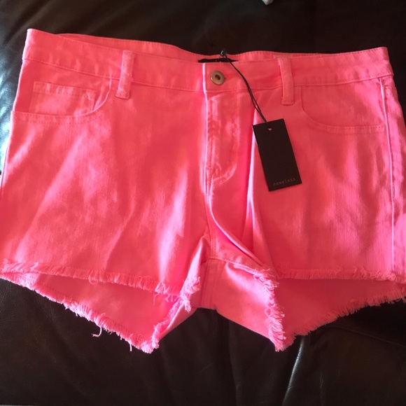 Flourscent Pink Denim Shorts - Picture 2 of 9